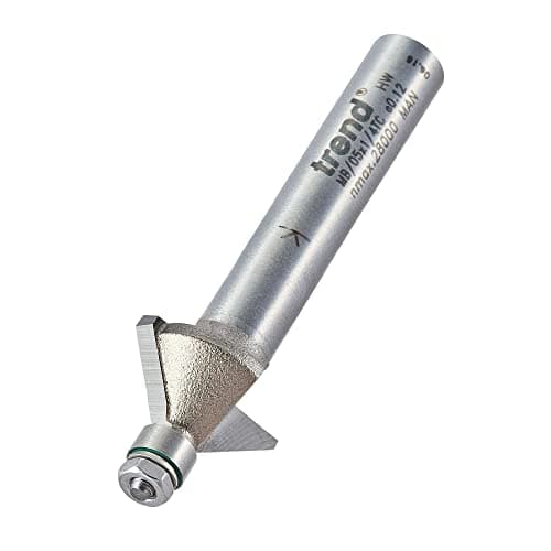 Image of Trend Professional Miniature Chamfer 45 Degree Router Cutter, 1/4 Inch Shank, 14.3mm Cut Diameter, 6.35mm Cut Length, Tungsten Carbide Tipped, MB/05X1/4TC
