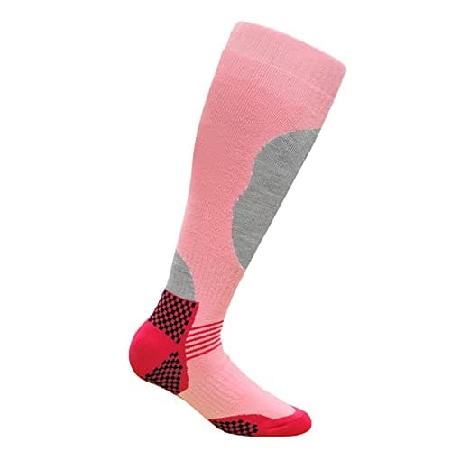Image of i-Smalls 1 Pair Women's Thermal Long Hose Ski Socks 4-7 UK Ultra Soft Cushioned Performance Socks (Pink)
