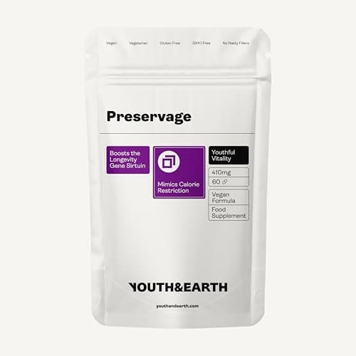 Image of Youth & Earth Preservage Resveratrol Supplement with Curcumin, Trans-Resveratrol, Quercetin, & BioPerine 410mg - for Sirtuin Activation - Mimics Calorie Restriction - 60 Capsules