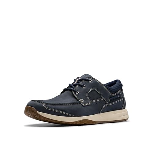 Image of Clarks Men's Sailview Lace Boat Shoe, Navy Nubuck, 8 UK