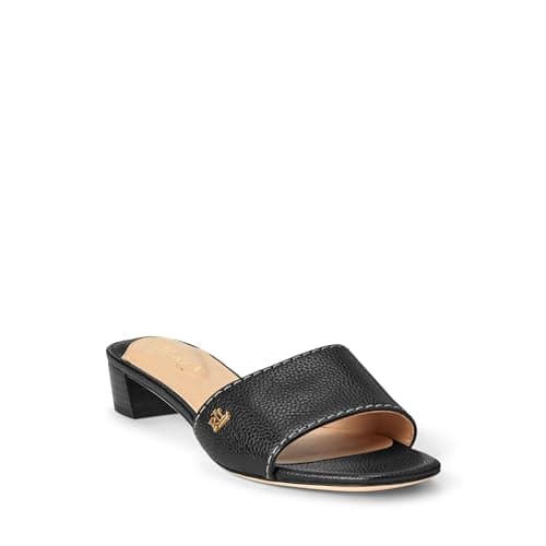 Image of Lauren Ralph Lauren Women's Fay Tumbled Leather Sandals, Black, 6 UK