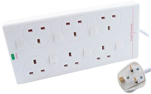 Image of Pro Elec 2816NS(1N) 5 m 5 m 6 Way Individually Switched Surge Protected Extension Lead, White