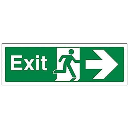 Image of V Safety Exit Arrow Right Sign - 300mm x 100mm - Self Adhesive Vinyl