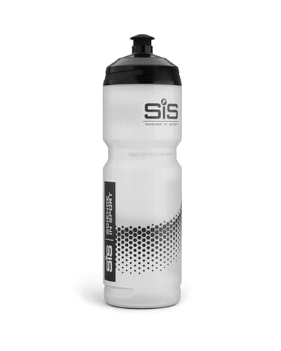 Image of Science in Sport SIS Clear Sports Water Bottle, Plastic Water Bottle, Black Logo, Transparent Colour, 800 ml
