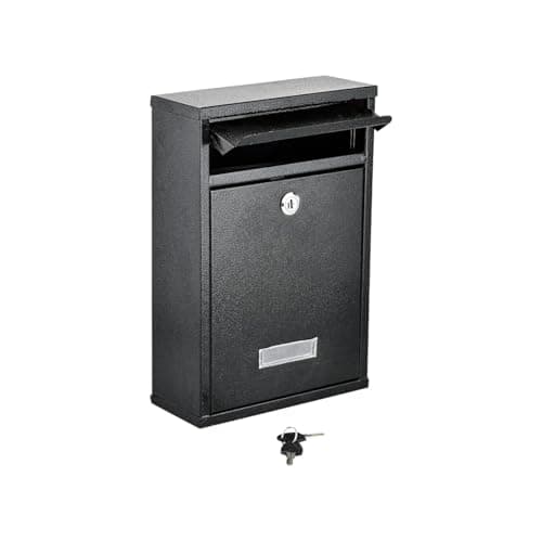 Image of Unibos Letter Box Wall Mounted | Modern Post Box Mailbox | Post Letter Box for Home | Black Mail Box with 2 Keys | Easy To Install Nameplate | Keep Your Mail Safe Weather-Resistant Black