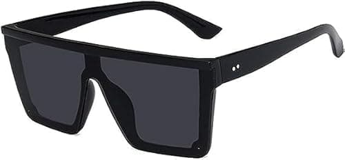 Image of Ymhapp Black Vintage Flat Top Oversized Square Sunglasses400 Women Men Sunglasses Streetd Sunglasses Driving Lux Flat P8B6 Top Shooting Trendy Square Eyewear Outdoor Accessories