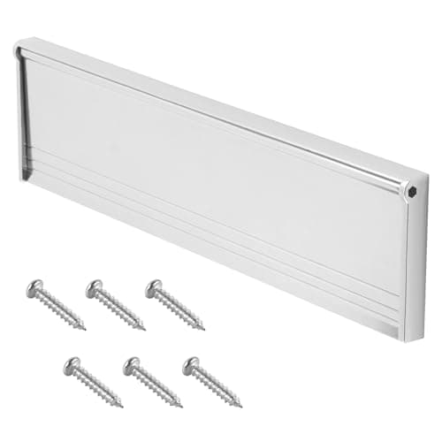 Image of Door Letterbox Flap 11.5 Inch (29.3cm) 1 Set,Letter Box Cover for Front Door with Draught Excluder Brush and Sprung Prevents Draughts Coming Through Compatible with UPVC Composite Wooden Doors Silver