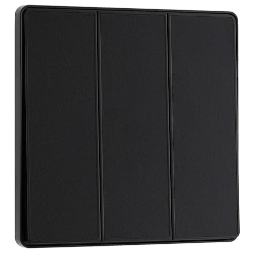 Image of BG Electrical Triple Wall Light Switch, 2-Way, Edge-to-Edge Rockers, Screwless Appearance, Round Edges, Evolve, Matt Black, 20A, 16AX, PCDMB43EB