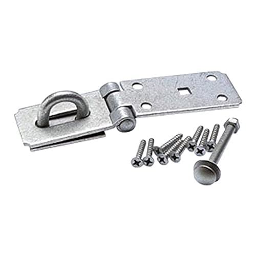 Image of Merriway BH01757 Heavy Duty Hasp and Staple Secure Type, 90mm-Galvanised Steel, Grey