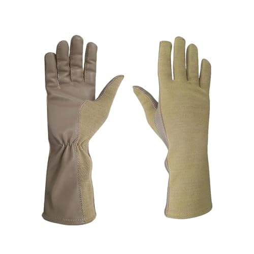 Image of Nomex Flight Gloves, Leather Work Gloves for Men, Soft Durable Sheep Skin Leather Driving, Flying, Gardening Hunting Gloves (Tan, 6 (Long))