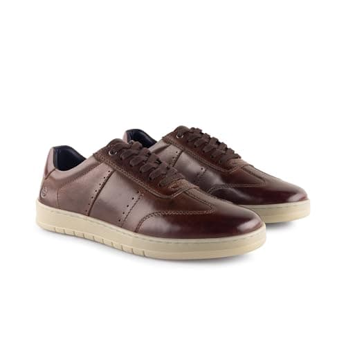 Image of Silver Street London Marco Mens Trainers Leather Classic Casual Shoes Extra Padded Comfort Sneakers for Men, Brown, UK 10