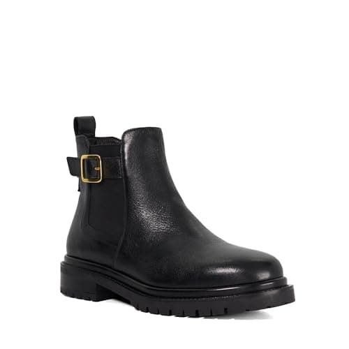 Image of Dune London Ladies PAUSED Leather Buckle Detail Ankle Boots Size UK 6