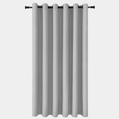 Image of Hafaa Blackout Eyelet Curtains for Bedroom 66 X 84 Inch Light Grey Curtain for Living Room Noise Reducing Black out Curtain & Drapes 1 Panel with Tieback