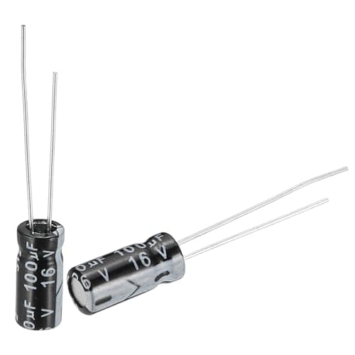 Image of sourcing map 100uF 16V 5x11mm Electrolytic Capacitor, Radial Leads Aluminum Capacitors for TV, VCD, LCD Monitor, Speaker, 50Pcs