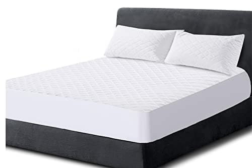 Image of Poly-Cotton Quilted Mattress Protector Microfiber Fitted 30cm Deep Skirt Soft Touch for Extra Comfort Non Noisy Hotel Quality Anti-Allergy & Breathable (Double 137cmx190cm(30CM DEEP))