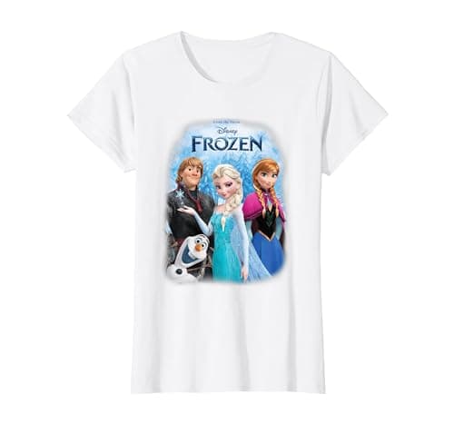 Image of Frozen Poster With Elsa, Anna, Kristoff And Olaf T-Shirt, Women, White, Large