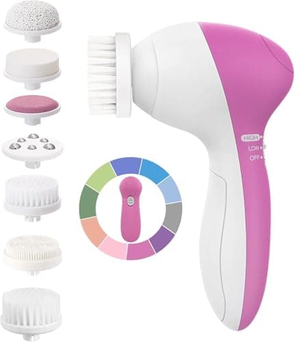 Image of COSLUS Facial Spin Brush Face Cleansing: 7 in 1 Electric Exfoliator Spinning Cleanser Device Waterproof Face Gentle Cleanning, Exfoliating, Scrubbing Skin Care for Women Men Teenage Girls Set