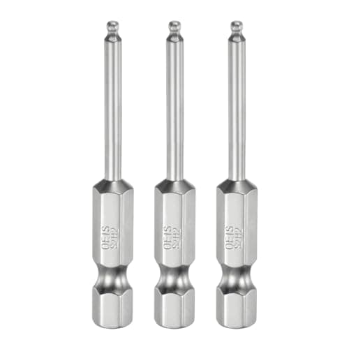 Image of sourcing map 3pcs Ball End Hex Screwdriver Bit Set 2mm (H2.0) Size 1/4" Hex Shank 50mm (2") Long Magnetic Ball Head Bits S2 Steel Metric Screw Driver Bit