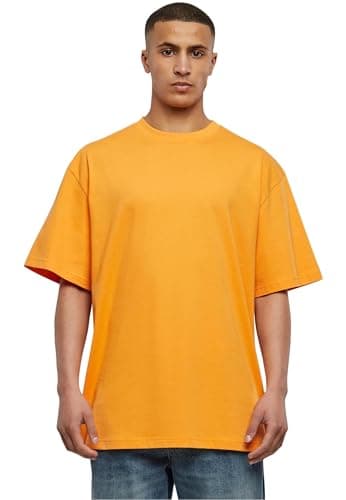 Image of URBAN CLASSICS Men's Basic Crew Neck Tall Tee, Oversized Short Sleeves T-Shirt with Dropped Shoulders, 100% Jersey Cotton, in orange, XL