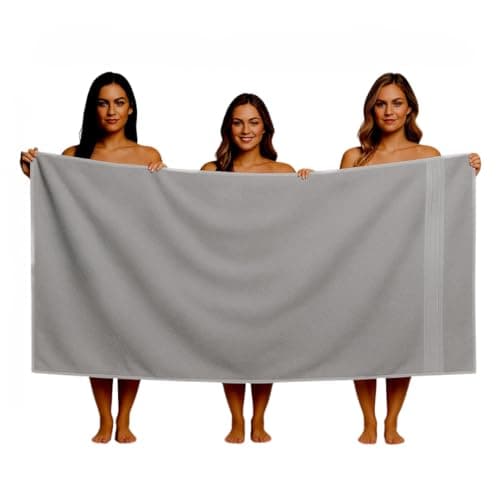 Image of Diamond Tex 2 Piece Jumbo Bath sheet 90x180 cm 100% Cotton Extra Large Bath Towels Highly Absorbent Grey Bath sheets Towels (Silver, (90 x 180 cm, 2 Pack))