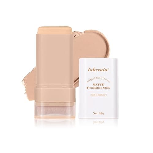 Image of Matte Foundation Stick with Brush – Waterproof & Long-Lasting Cream Foundation, Hydrating Tinted Moisturiser, Full Coverage & Lightweight Makeup Stick for Smooth Even Skin Tone – 20g (#3 Warm Beige)