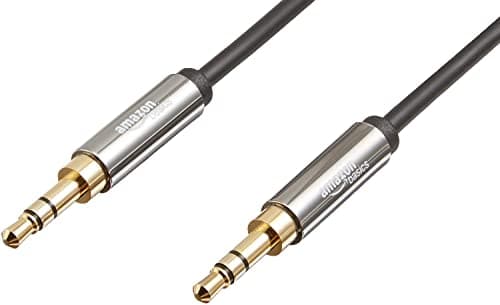 Image of Amazon Basics 3.5mm Auxiliary Audio Cable for Stereo Speaker or Subwoofer with Gold-Plated Plugs, 2.4 m / 8 Feet, Black