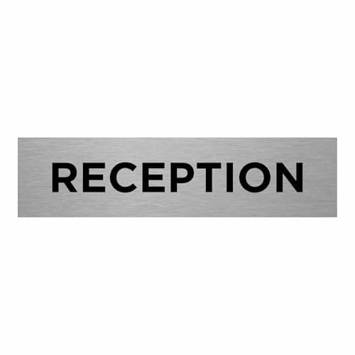 Image of Slimline Aluminium Reception Sign from ViroDisplay® – Rigid Brushed Silver 0.5mm Aluminium – 200 x 50mm – Durable Printed Surface – Self-Adhesive Fixing (1)