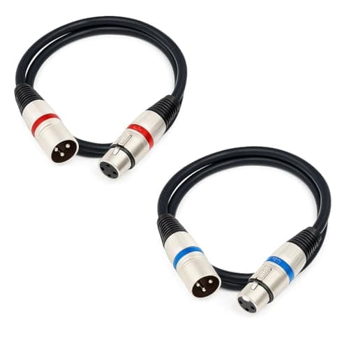 Image of Postuvix 2 Pack DMX Lead 2M 3-Pin XLR Microphone Cable Male to Female, DMX512 Cable for Stage Lights, DJ Lighting, Moving Heads, PAR Cans