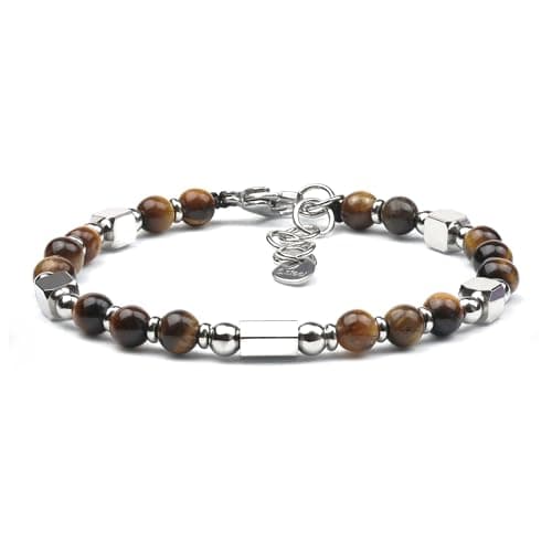 Image of Raffici Tiger Eye Bracelet – Natural 6mm Beads – Adjustable Stainless Steel Clasp – Confidence & Protection Crystal Jewelry for Men and Women – Gift Pouch Included