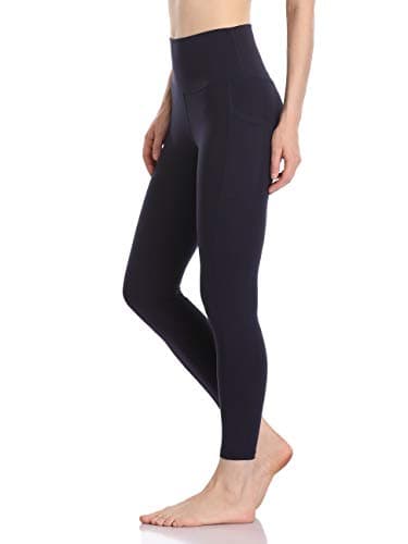 Image of Colorfulkoala Women's High Waisted Tummy Control Workout Leggings 7/8 Length Yoga Pants with Pockets (M, Navy)