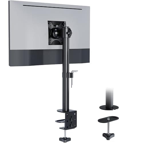 Image of BONTEC Single Monitor Arm for 13-34 Inch Screens, Height Adjustable Desk Mount with Full Motion, VESA 100 x 100mm, Supports Up to 10kg, Cable Management, Desk Clamp & Grommet Base Included