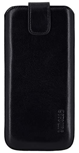 Image of Suncase Genuine Leather Case Compatible with Nokia 5710 Xpress Audio with Pull-Up Strap and Magnetic Closure Black