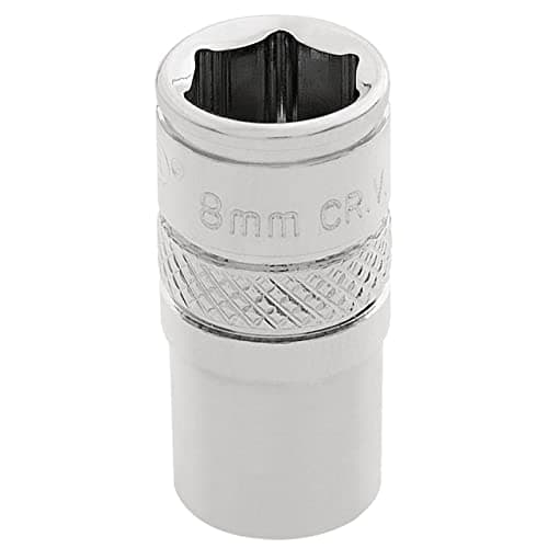 Image of Draper 32536 1/4" Square Drive Polished Chrome Metric Socket, 8 mm Size, Blue