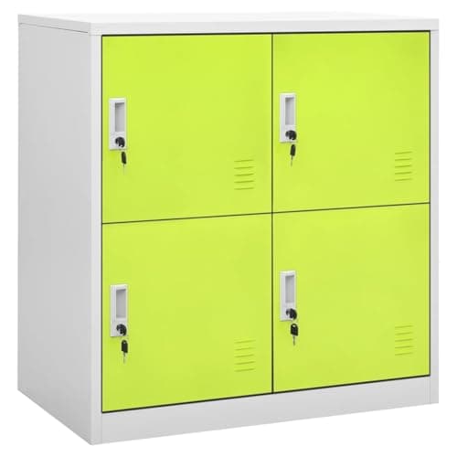 Image of Gecheer Modern Decorative Steel Locker Cabinet with 4 Lockers, Light Grey and Green, 90x45x92.5 cm Model336435