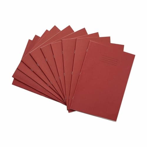 Image of Rhino A4 Exercise Books, 80-Page / 8mm Lined with Margin Paper Notebook, 10-Pack, Office & School Stationery Supplies, Red