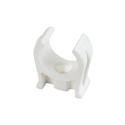 Image of fiXte 15mm (5/8 inch) Plastic Pipe Clip White Snap in design. Single screw fixing. (10)