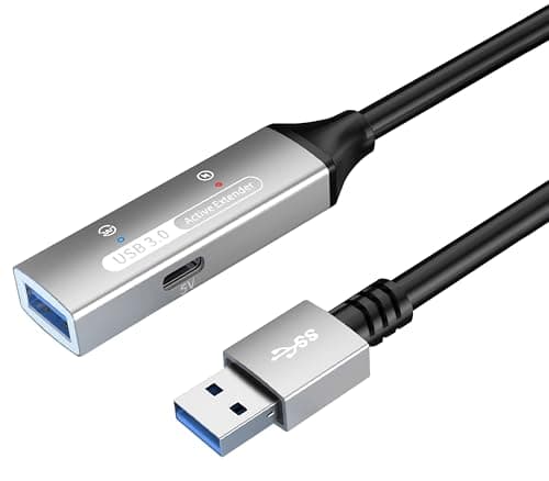 Image of PremiumCord USB Active Extension Cable with Repeater 20 m, USB A Female to Male, USB 3.2 Gen 1 Super Speed 5 Gbit/s, 2x Shielded, AWG20/28, Aluminium Casing, Black, Length 20 m
