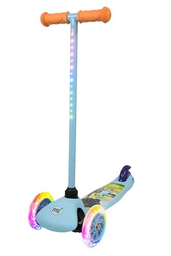 Image of Bluey Tilt & Glo 3 Wheel Scooter with Light Up Wheels & Stem | Kids Push Tri Scooter | Tilt & Turn Steering | Ages 3+