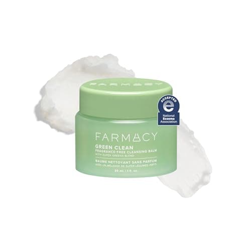 Image of Farmacy Makeup Remover Cleansing Balm - Fragrance Free - Green Clean Waterproof Makeup Remover + Oil Based Cleanser - Gentle Exfoliating Double Cleanser - Melts From Balm to Milky Lather (30ml)