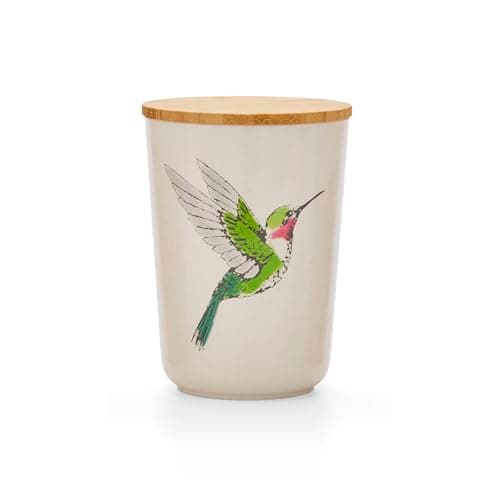Image of Cooksmart Hummingbirds Bamboo Canister | Eco-Friendly Airtight Sugar, Tea, and Coffee Storage Jar | Stylish Bamboo Canister for Modern, Rustic, or Traditional Kitchens - Bird Design