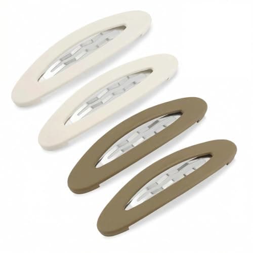Image of LEOUEANR 4Pcs Oval Matte Snap Hair Clips, Large Hair Clip with Non-Slip Grip Fresh and sweet for Girls and Women Hair Decortions (Beige, Khaki)