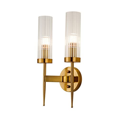 Image of NICRX Modern Crystal Wall Sconce with E14 Gold Base, Elegant Crystal Wall Lamp Light Fixture (2-Light)