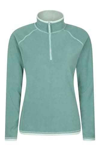 Image of Mountain Warehouse Montana Womens Microfleece - Breathable Ladies Sweater, Quick Drying Pullover, Warm Fleece Jacket, Half Zip - Spring Summer, Travelling Light Teal Women's Size 14