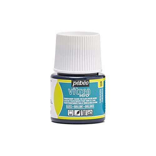 Image of PEBEO 111011 - Transparent Glass Paint Vitrea 160°C - Turquoise - 45 ML