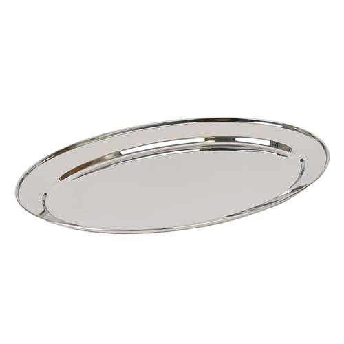 Image of Argon Tableware 50 x 35cm Serving Platter - Stainless Steel Chrome Dinner Tray Oval Plate Large Appetizer Serving Dishes for Party, Events, Table Service, Snack Platters
