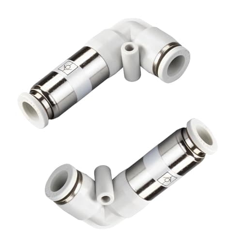 Image of MiJunHD 2PCS Pneumatic Check Valve, 10mm Inner Dia. Elbow L Type Non Return One Way Valve, Push to Connect Quick Connector for Vacuum Air Compressor Pump