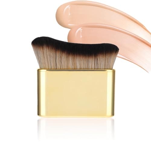 Image of Tanning, Self Tan Brush, Portable Face & Body Brush Self Tan Applicator for Tanners Mousse Kabuki Foundation (Gold)