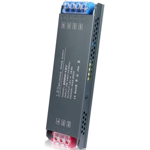 Image of AXFEE 12V 200W LED Driver Transformer, 240V AC to 12V DC 16.6A Power Transformer, Constant Voltage Driver Adapter, Ultra Slim Low Voltage LED Power Supply Unit for Strip Light, Light Bulbs, Wall Lamp