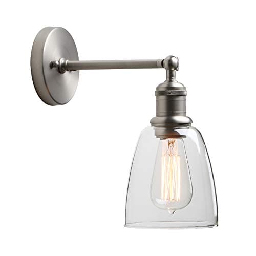 Image of Yosoan Lighting Industrial Loft Bar Sconce Wall Light Fittings, Wall Lamp with Bell Glass Shade for Kitchen Island Bedroom Cafe Corridor Restaurant (Brushed)