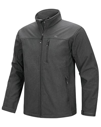 Image of 33,000ft Mens Waterproof Jackets Fleece Lining Softshell Jackets mens Outdoor Windproof Work Hiking Jackets for Men with Zip Pocket Dark Grey XL
